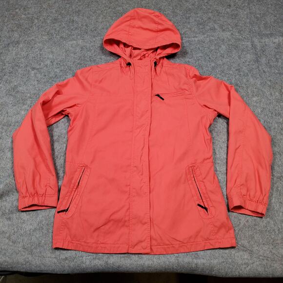Eddie Bauer Jacket Womens Medium Rain Coat Full Zip Hooded Pink Water Resistant - Picture 1 of 10